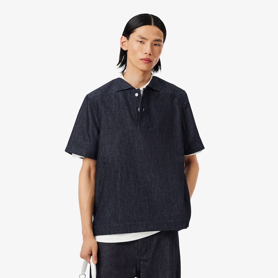 Runway Loose Fit Denim Polo Shirt image number 0