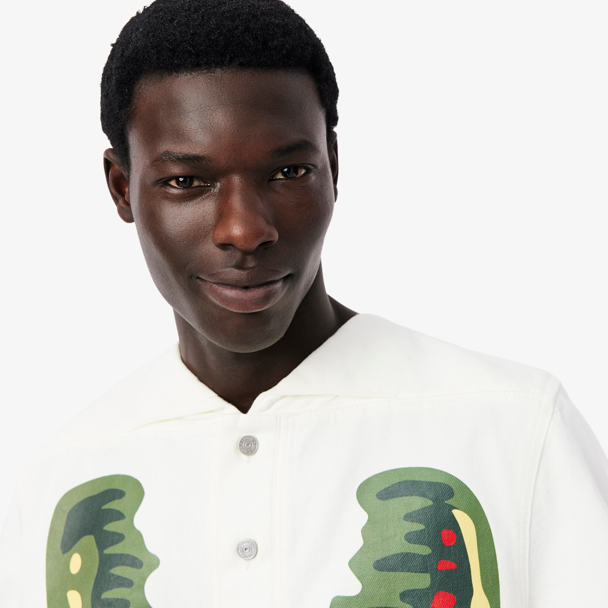 Runway Print Oversized Denim Polo image number 1