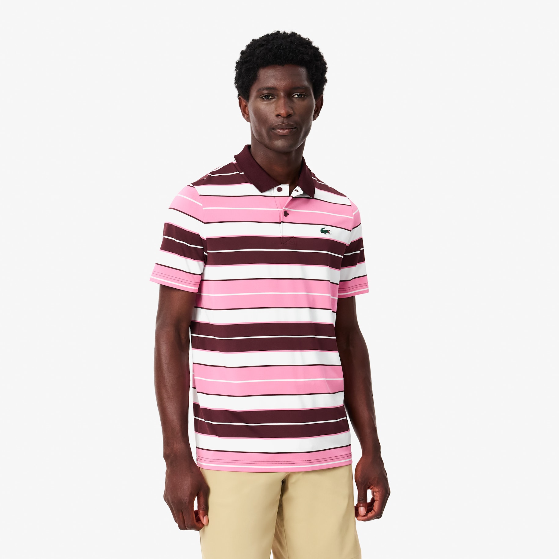 Ultra-Dry Anti-UV Striped Golf Polo Shirt image number 0