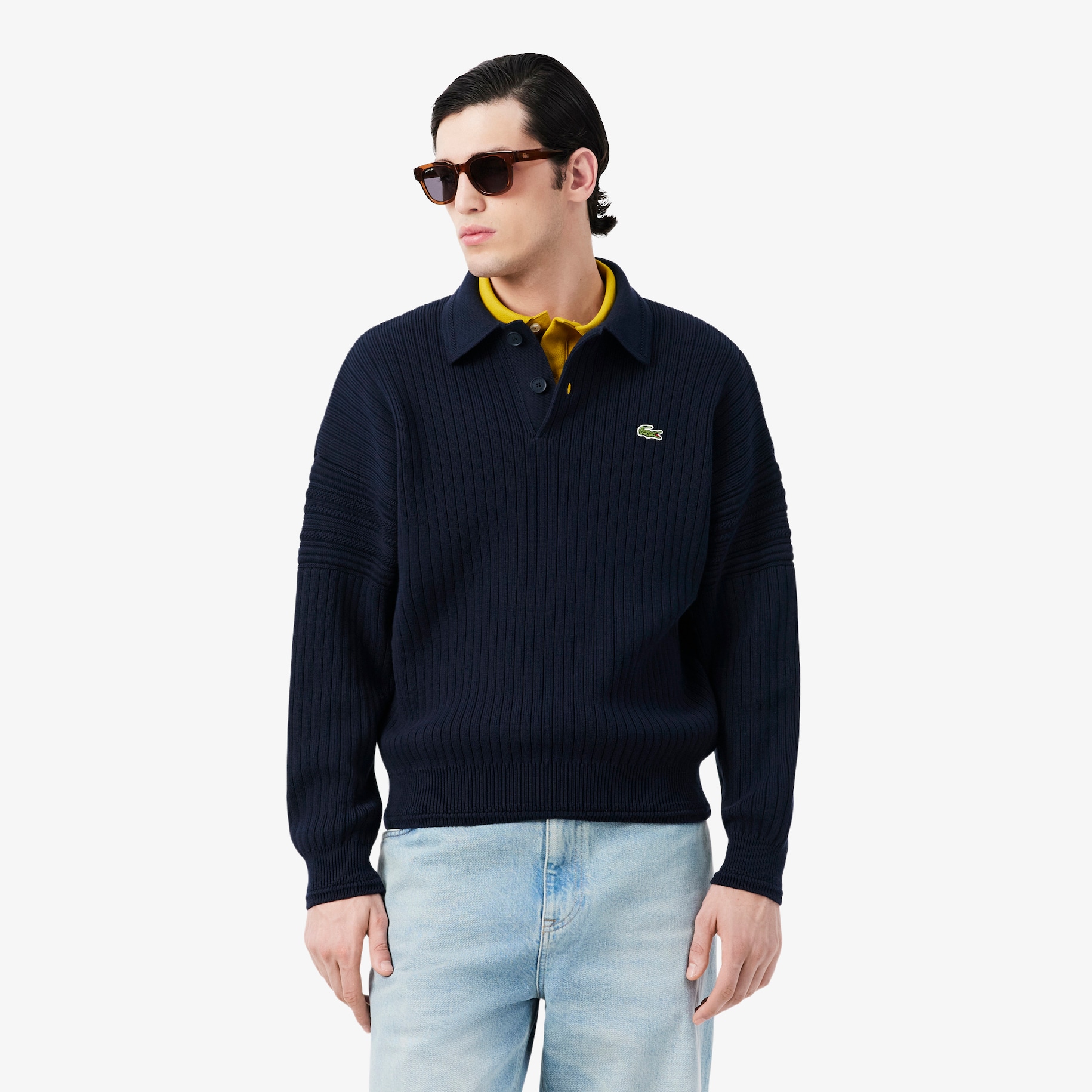 French Made Cotton Polo Collar Sweater image number 0