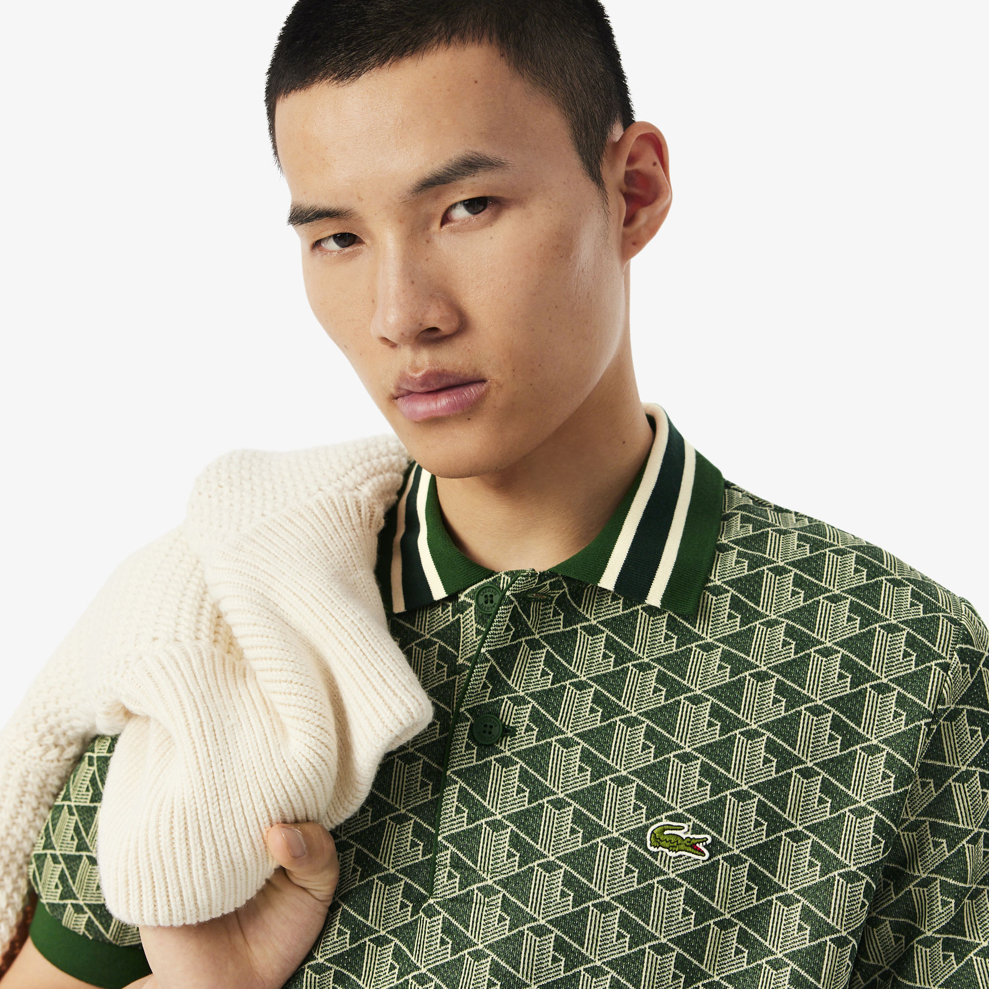 Classic Fit Contrast Collar Monogram Motif Polo Shirt image number 1