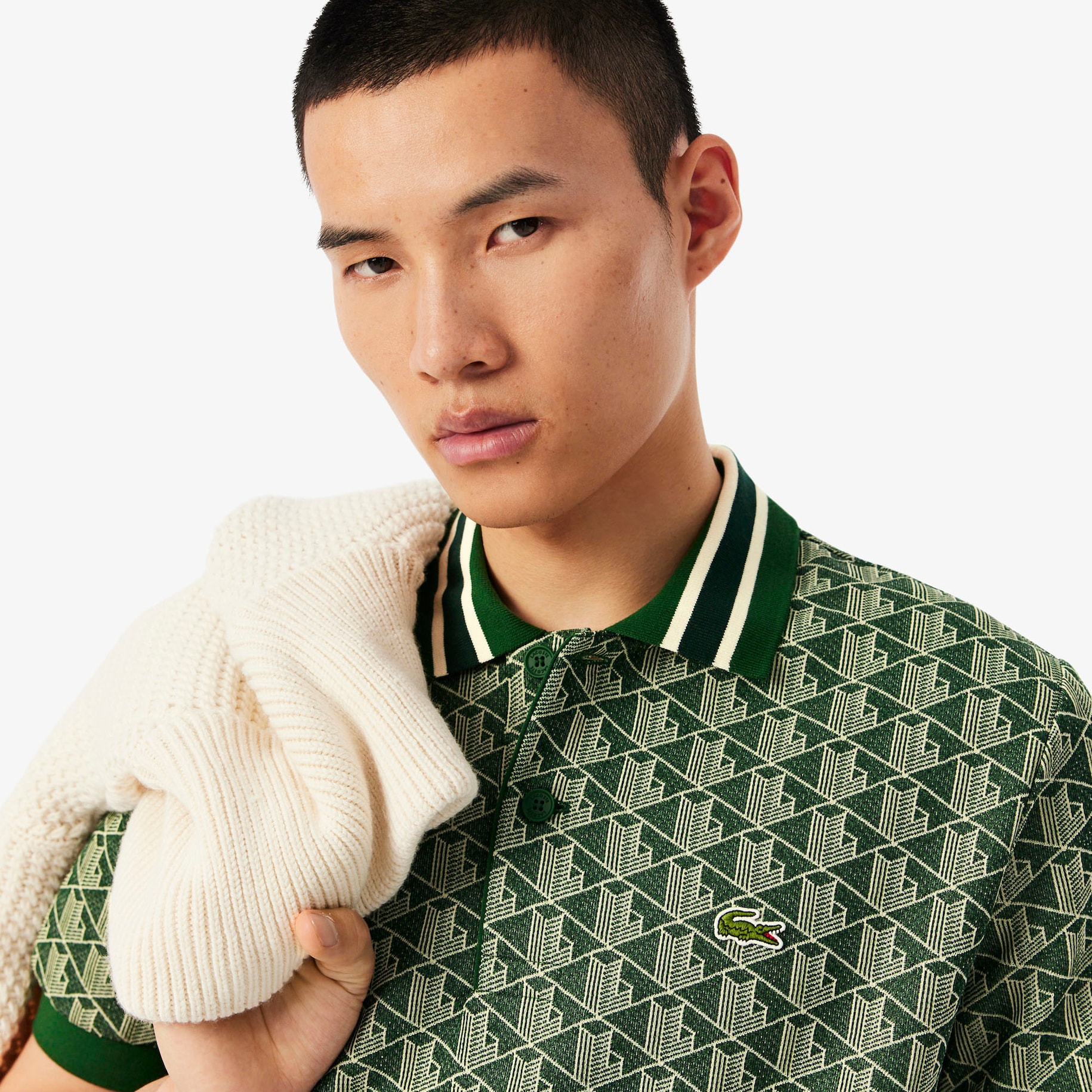 Classic Fit Contrast Collar Monogram Motif Polo Shirt image number 1