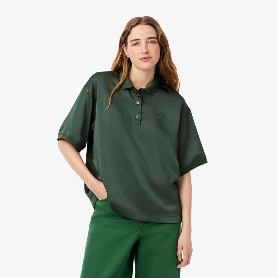 Oversized Silky Fluid Polo Shirt image number 0