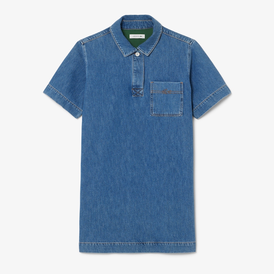 Oversized Denim Polo Dress image number 3