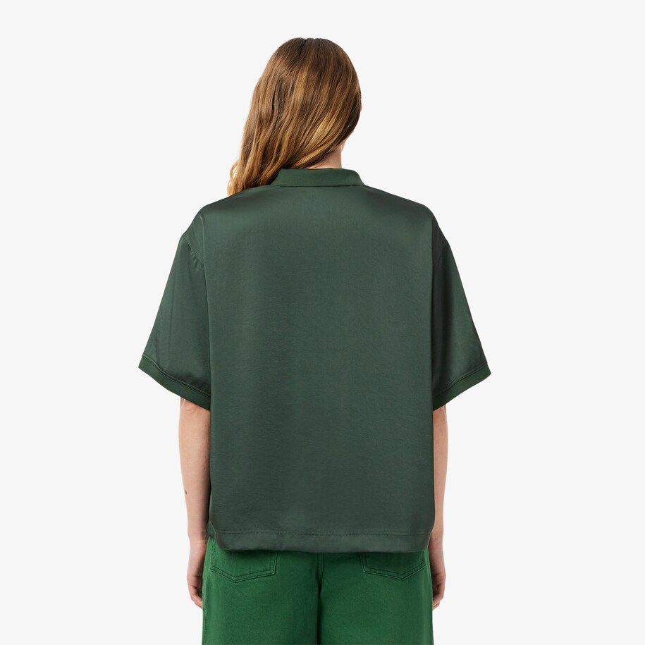 Oversized Silky Fluid Polo Shirt image number 2
