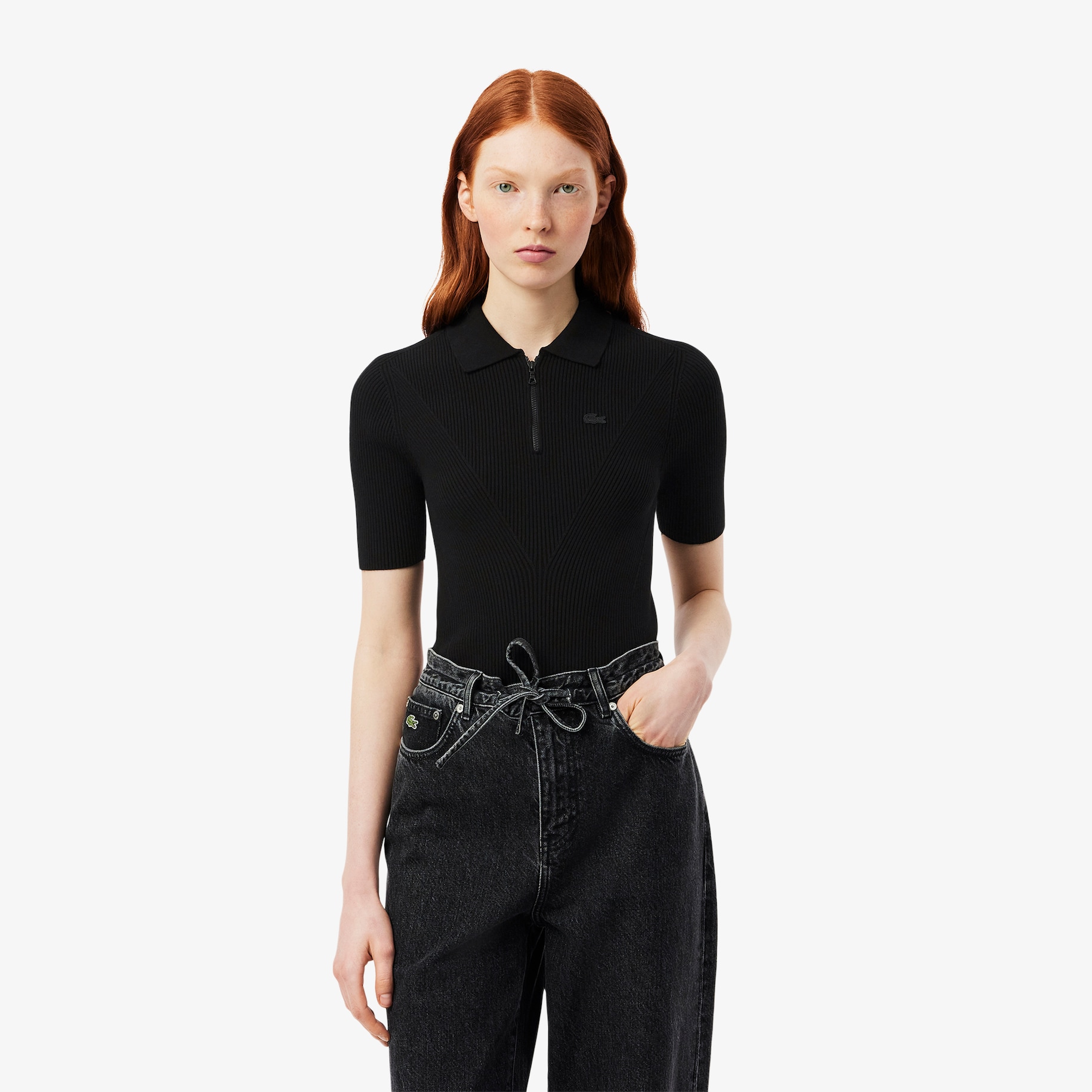 3D Ribbed Knit Polo Shirt image number 0