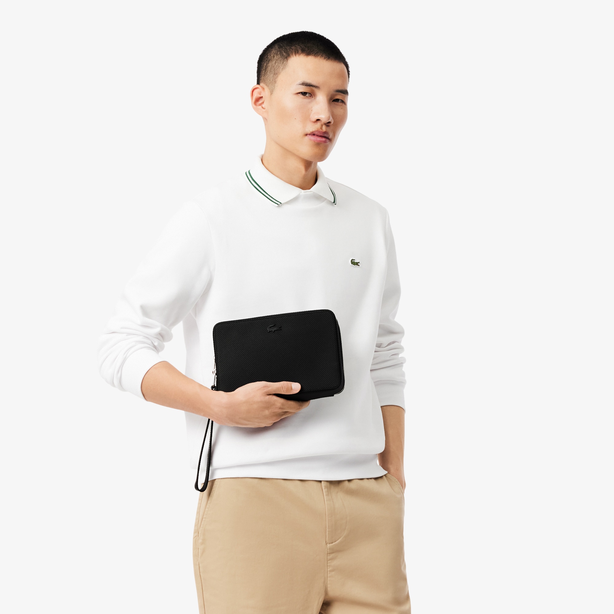 Men's Chantaco Piqu&eacute; Leather Zip Pouch image number 8