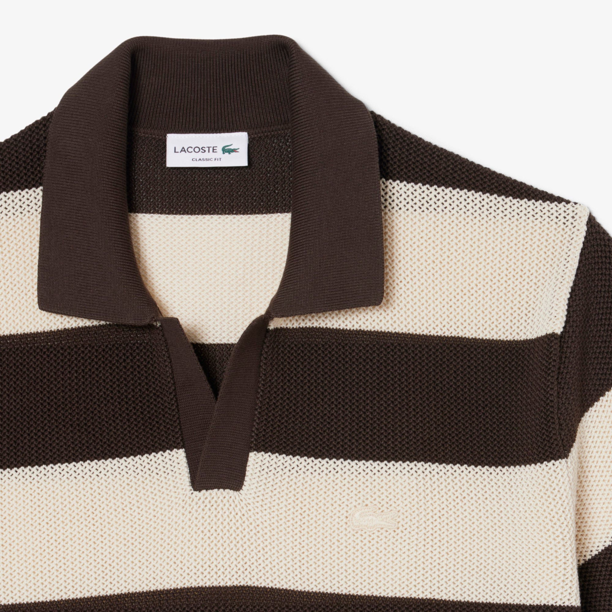 Short Sleeved Striped Polo Collar Sweater image number 4