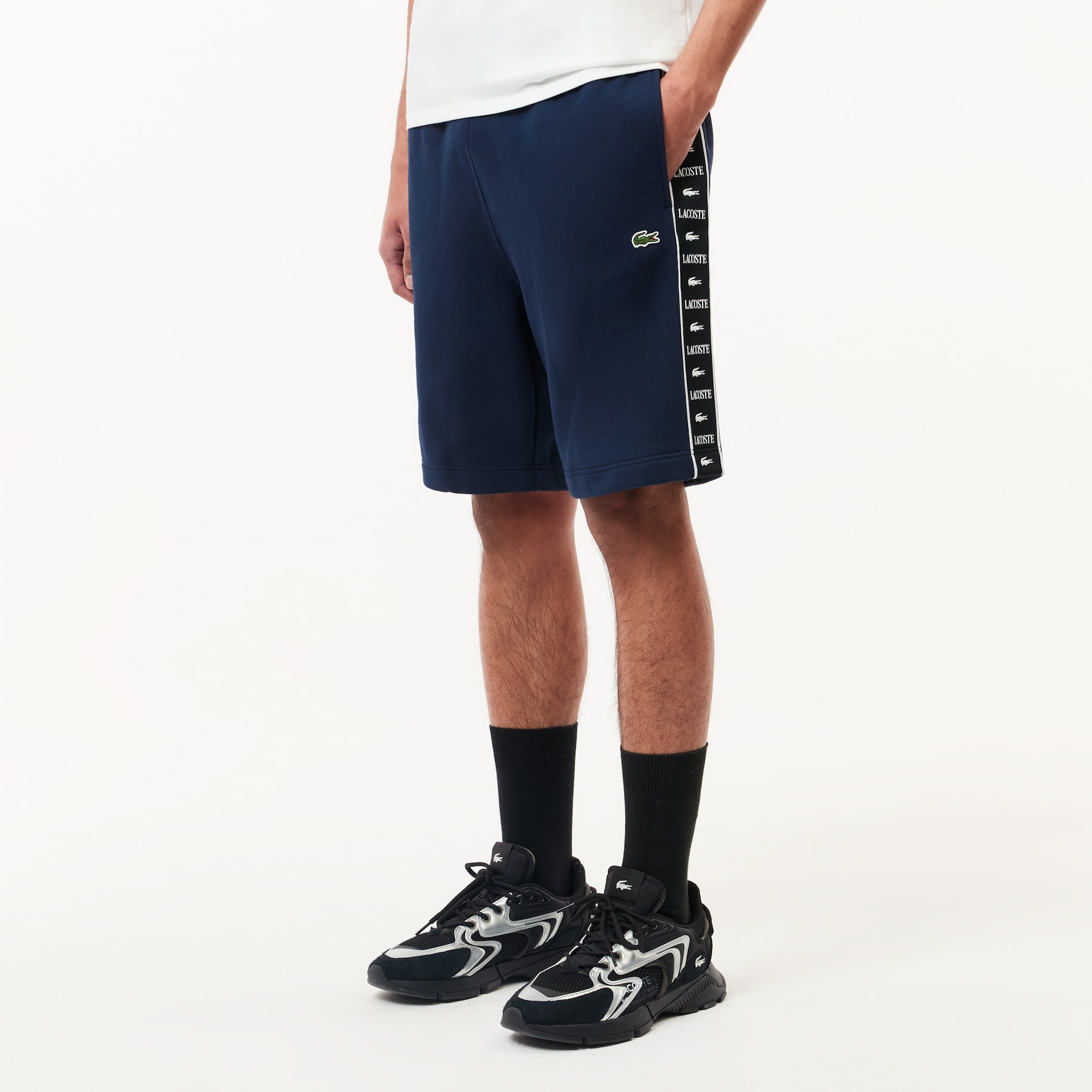 Logo Stripe Fleece Jogger Shorts image number 1