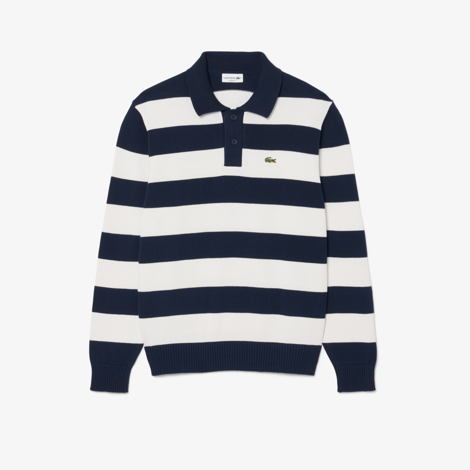 Striped Cotton Polo Collar Sweater image number 0