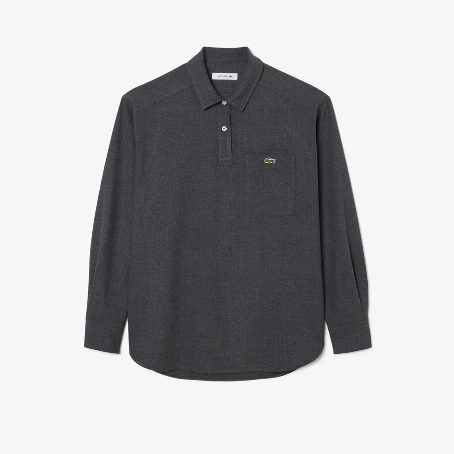 Oversized Polo Style Flannel Shirt image number 3