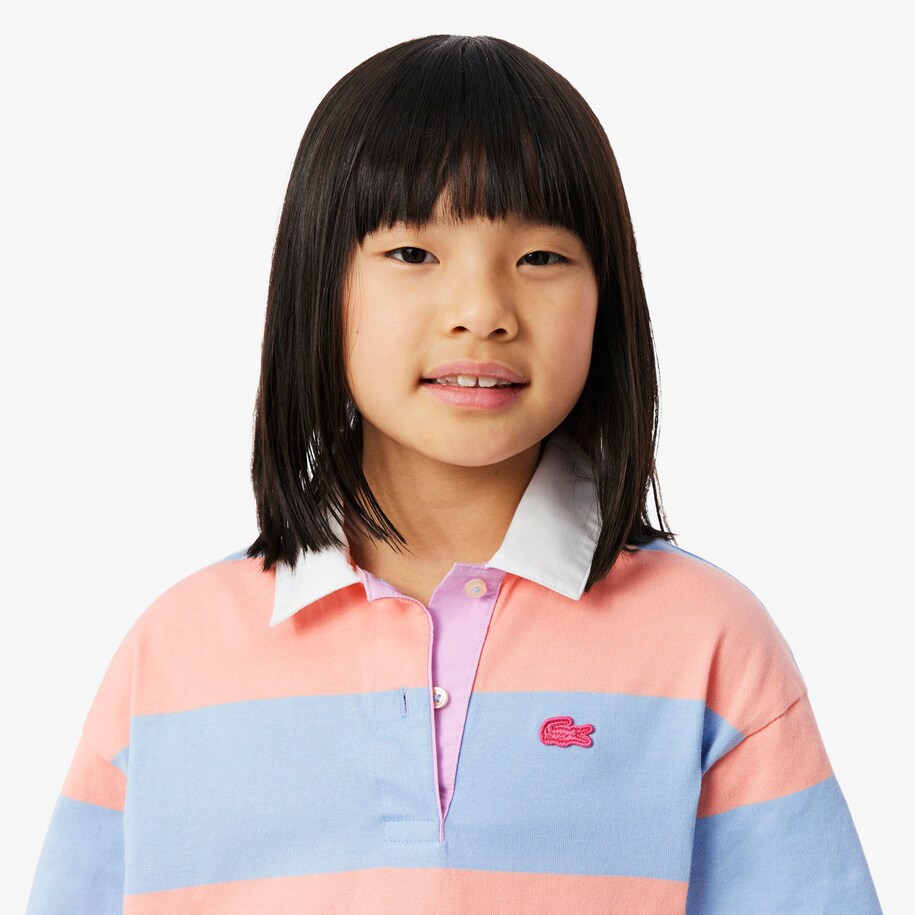 Oversized Striped Cotton Rugby Polo Shirt image number 1