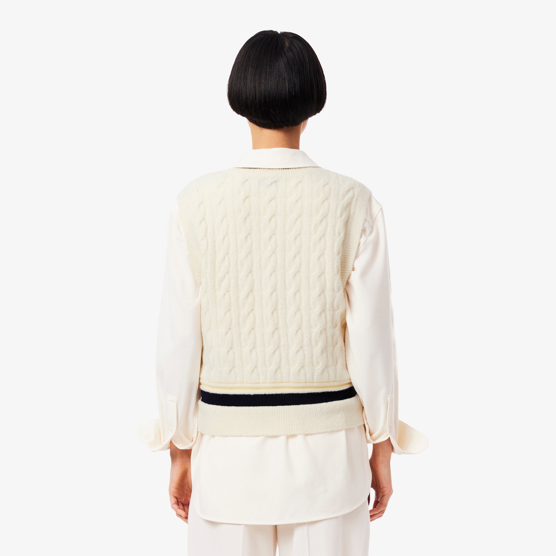 Cable Knit Wool Sweater Vest image number 2