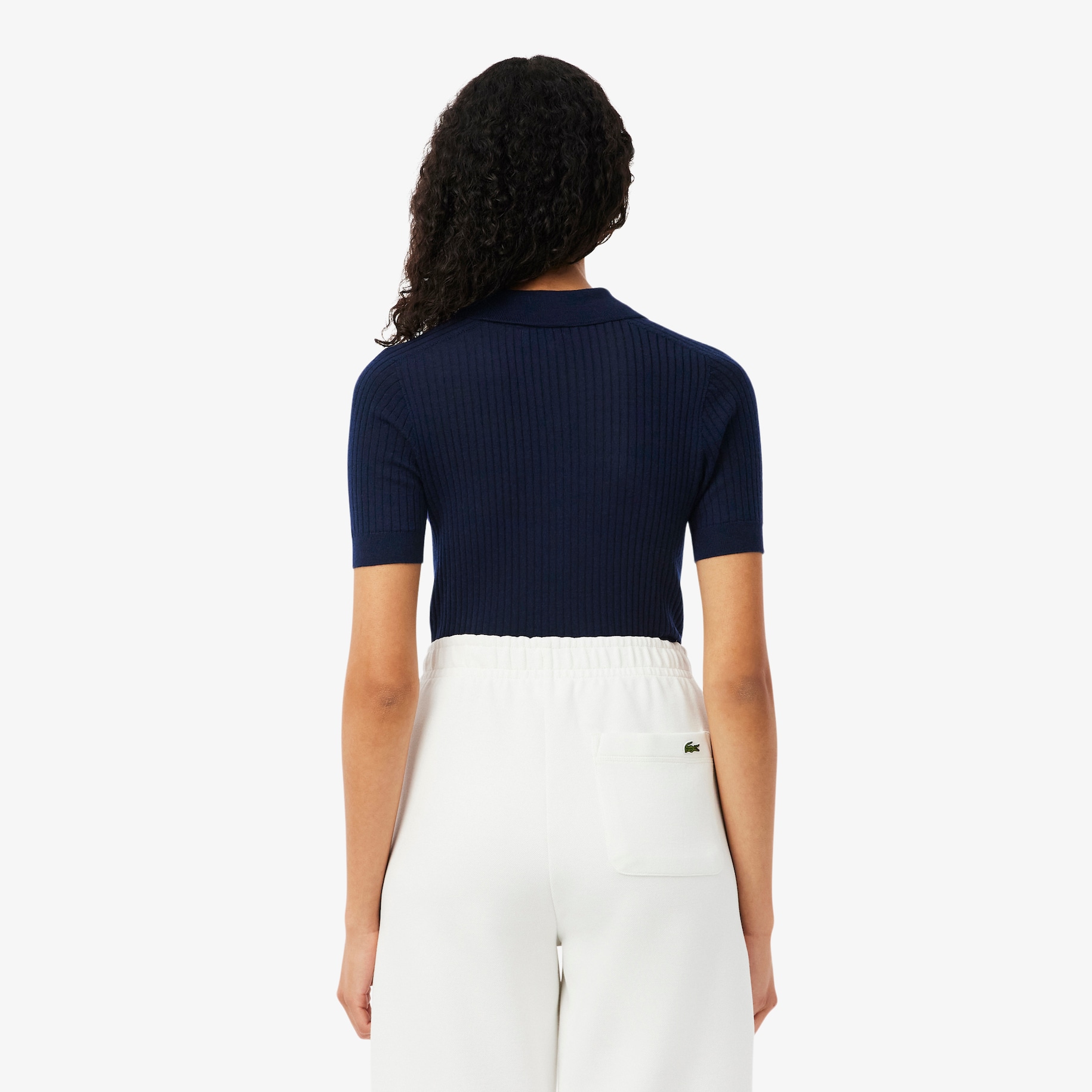 3D Rib Knit Polo Collar Merino Wool Sweater image number 2