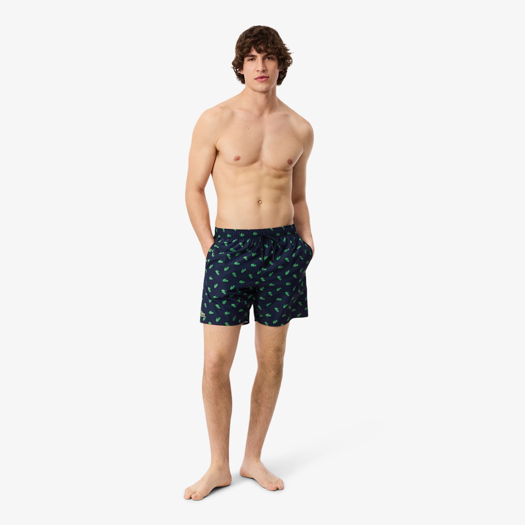 Mid Length Crocodile Print Swim Trunks image number 0