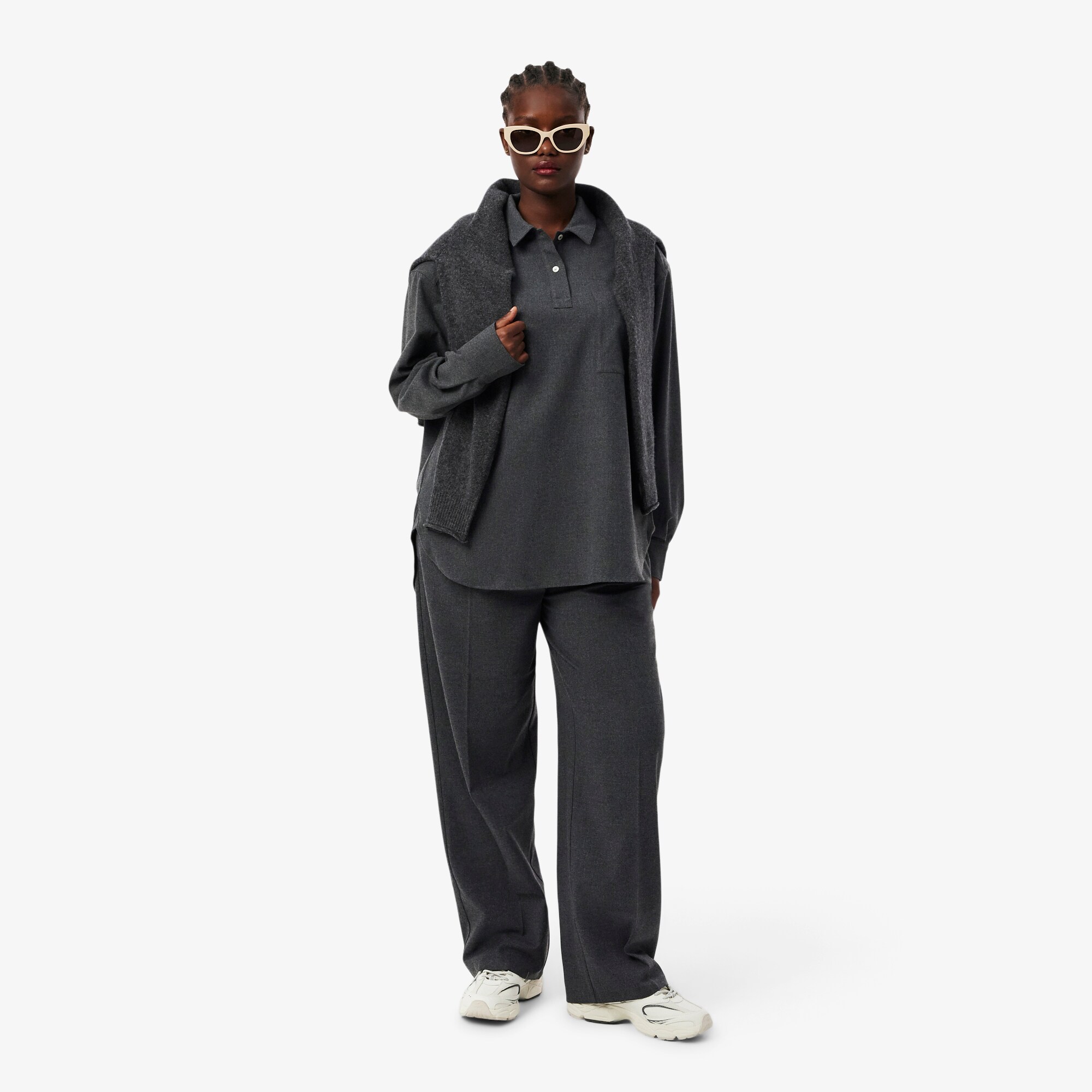 Oversized Polo Style Flannel Shirt image number 7