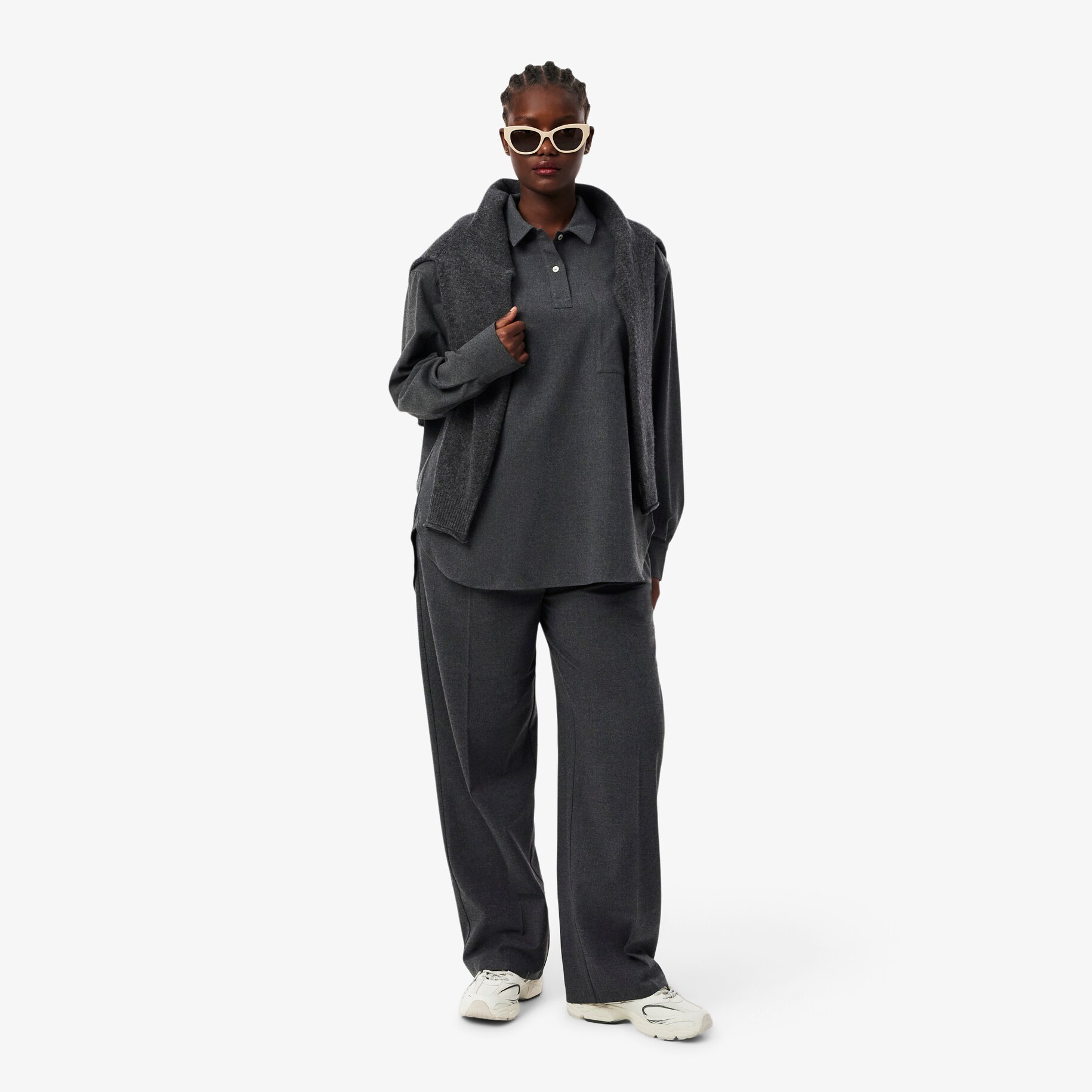 Oversized Polo Style Flannel Shirt image number 7