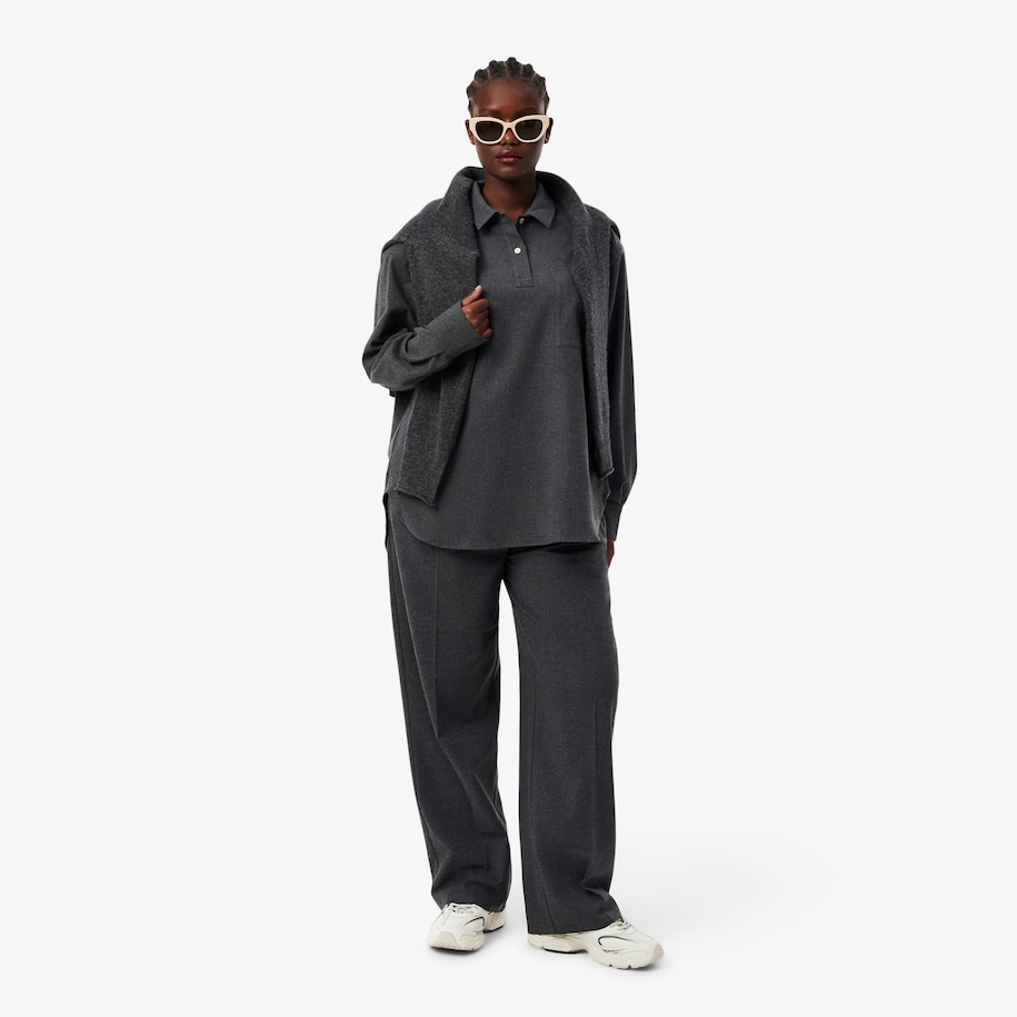Oversized Polo Style Flannel Shirt image number 7