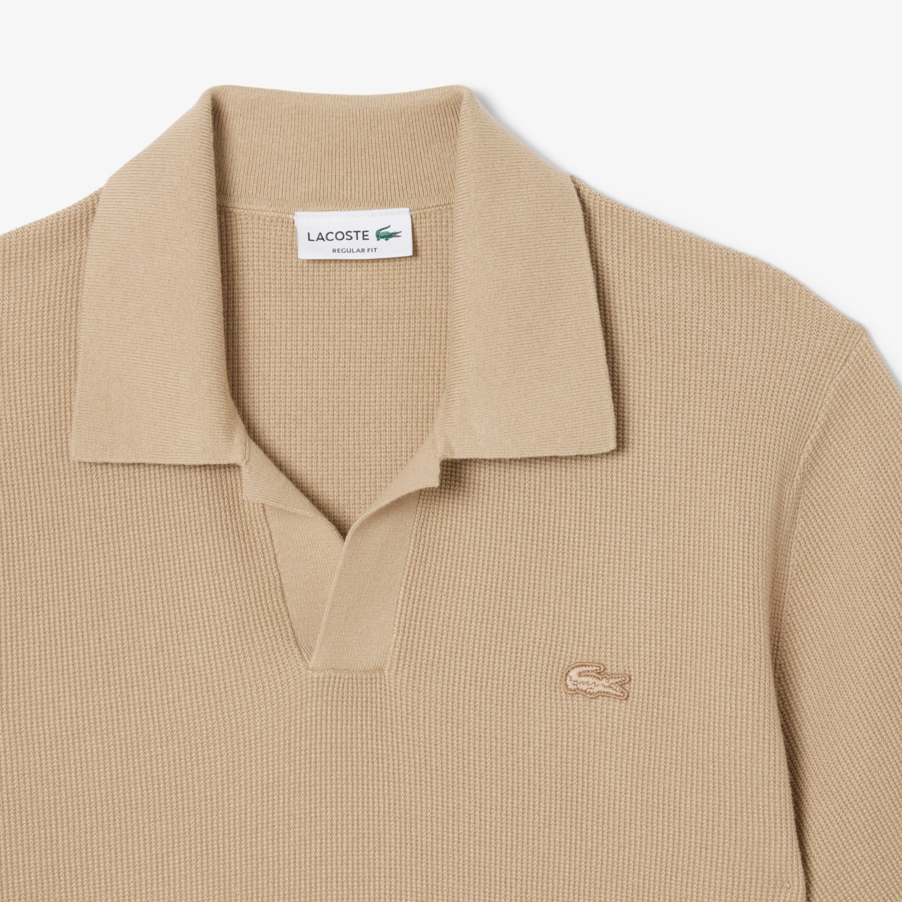 Cotton Blend Open Polo Collar Sweater image number 4