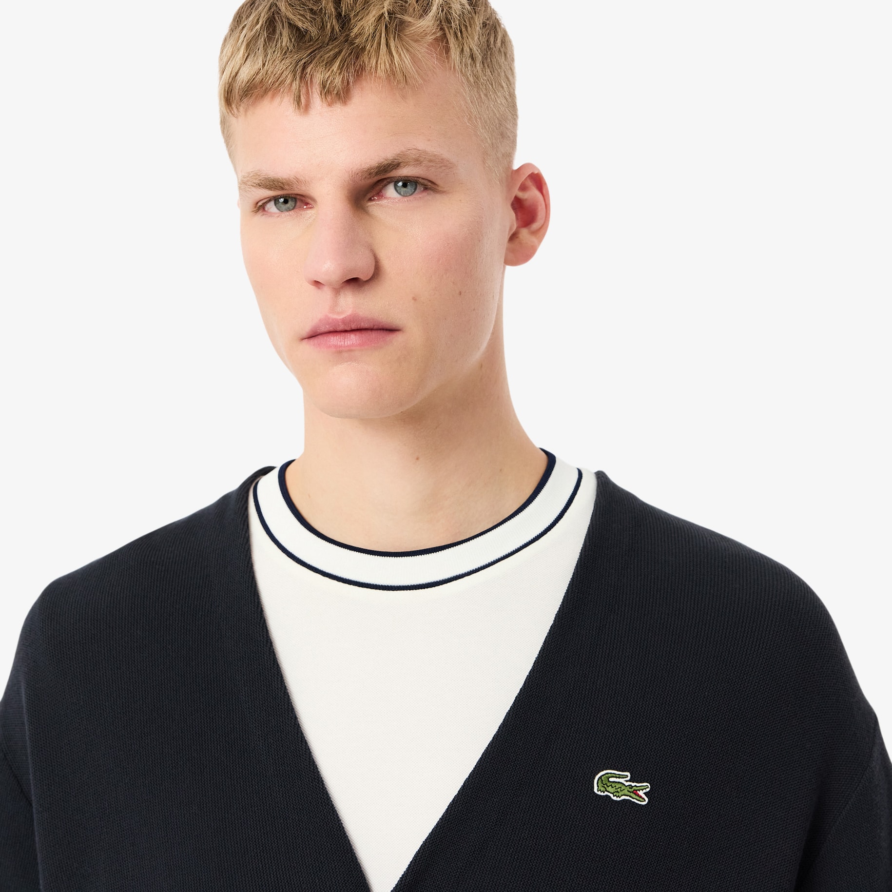 Relaxed Fit Stripe Detail Cotton Cardigan image number 1