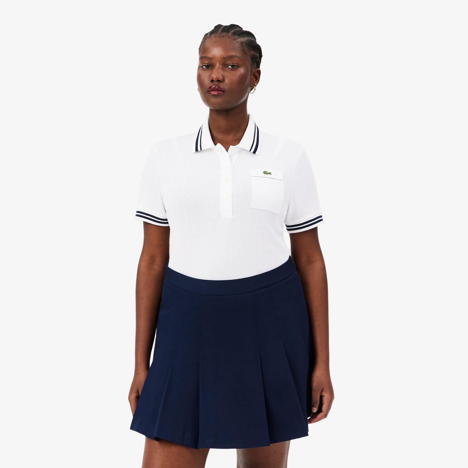 Slim Fit French Made Ribbed Polo Shirt image number 7