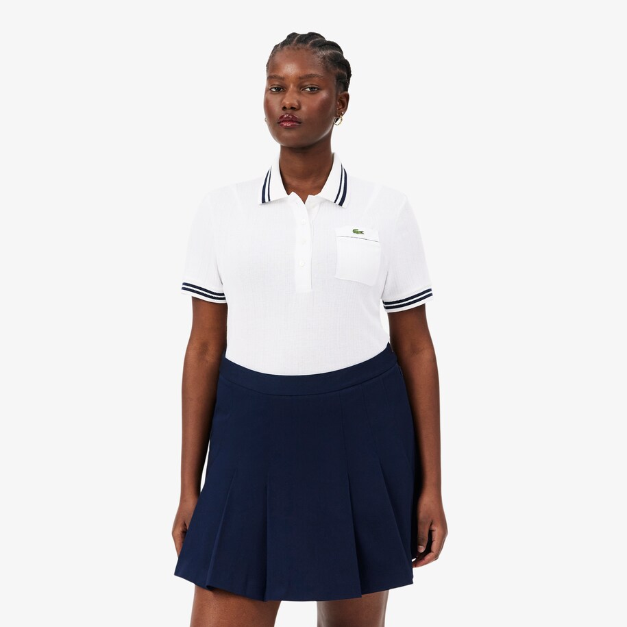 Slim Fit French Made Ribbed Polo Shirt image number 7