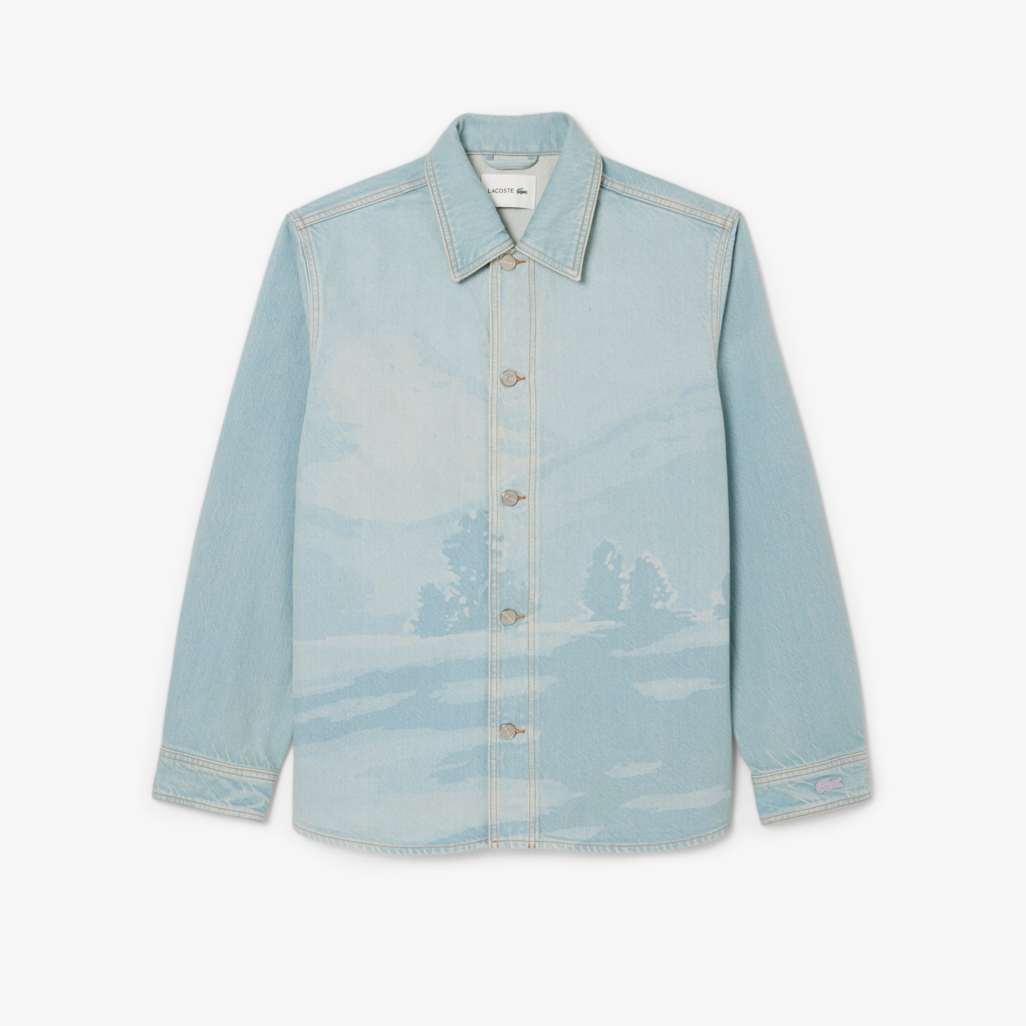 Landscape Motif Denim Overshirt image number 3