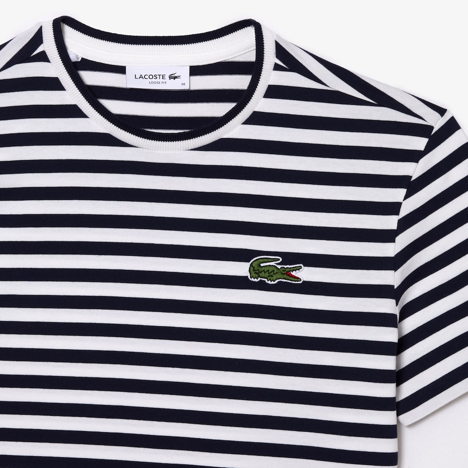 Women's Lacoste Loose Fit Striped Cotton Jersey T-Shirt image number 5