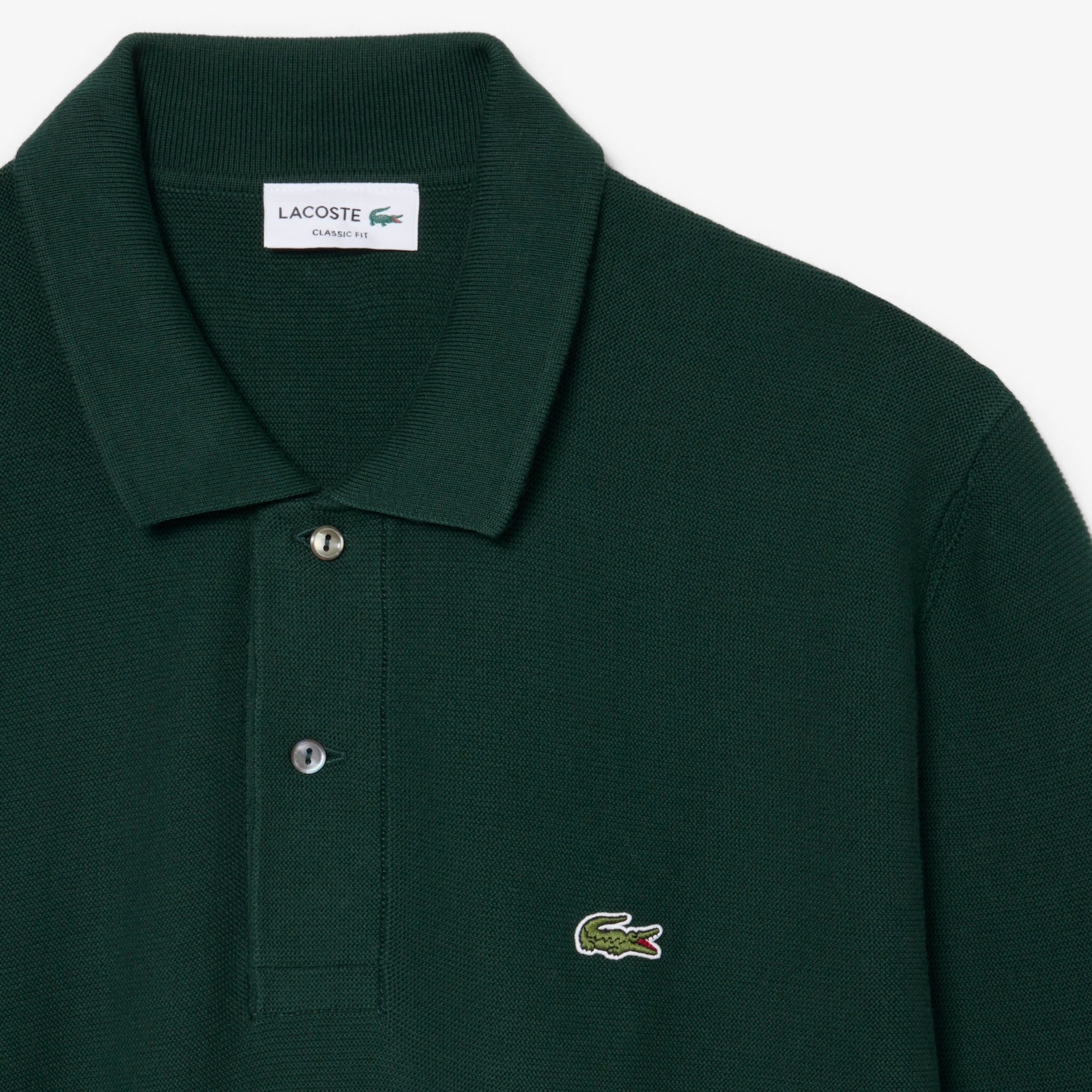 Classic Fit Long Sleeved Knitted Polo Shirt image number 4