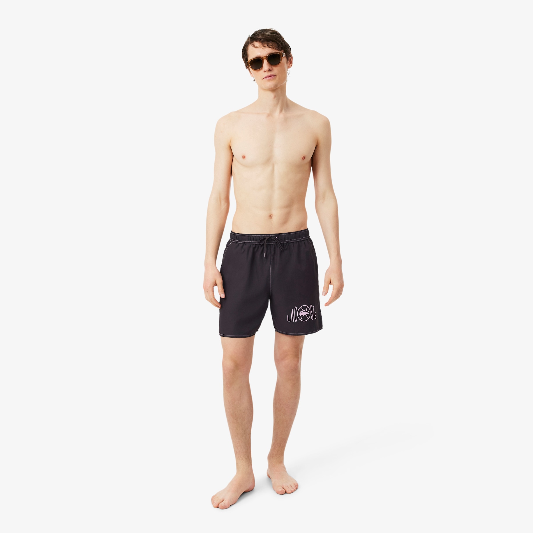 Mid Length Tennis Print Swim Trunks image number 0