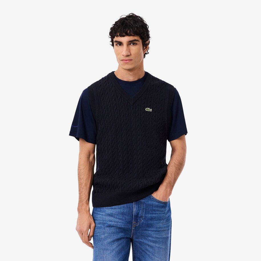 Cable Knit Cotton Sweater Vest image number 0