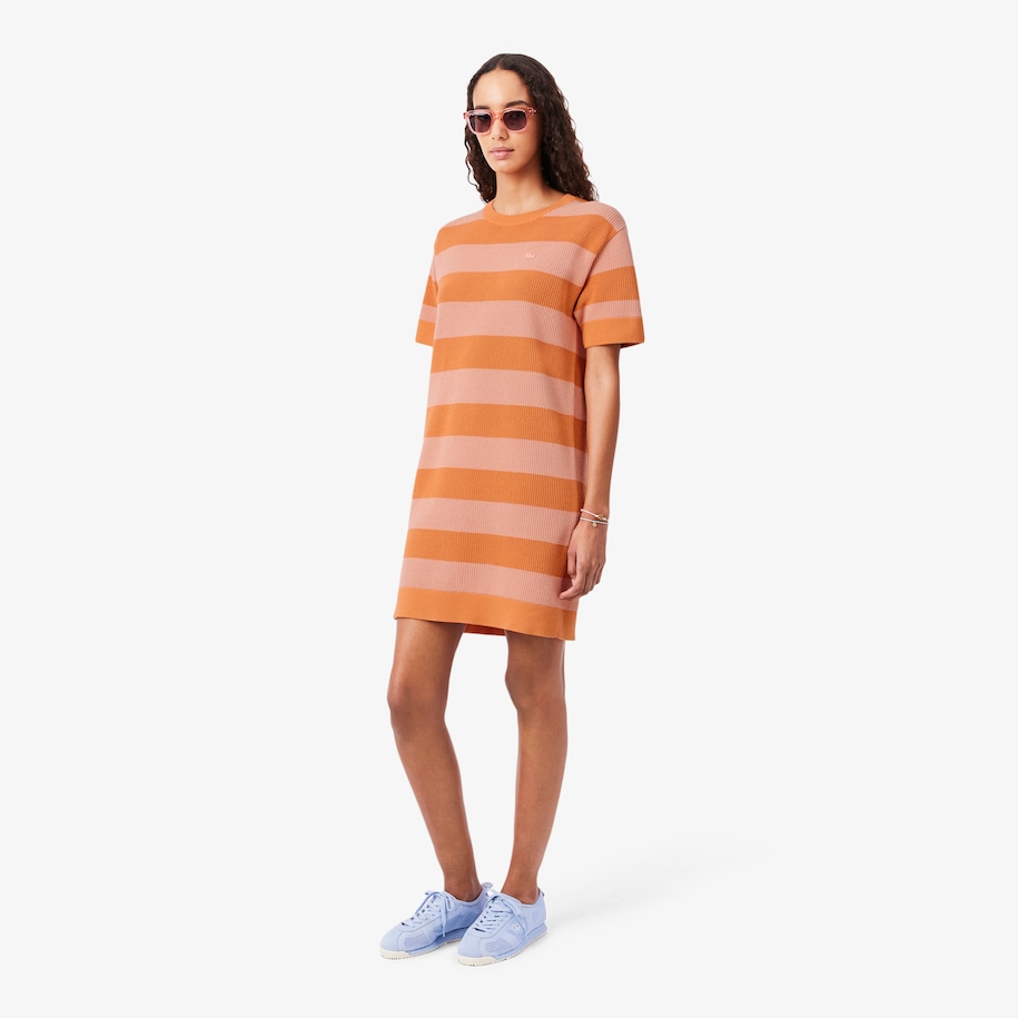 Striped Mesh Knit T-shirt Dress image number 0