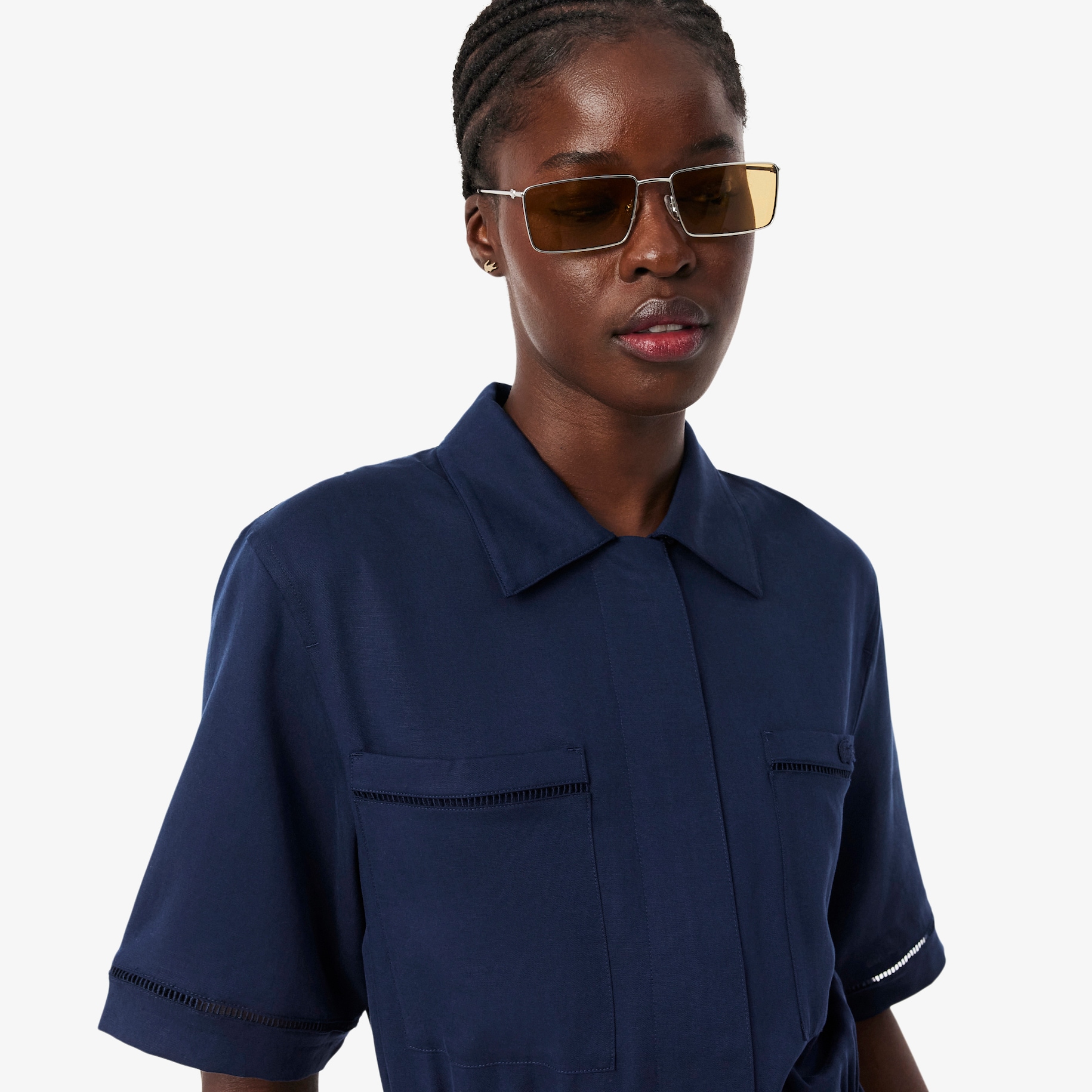 Fluid Linen Blend Shirt Dress image number 1