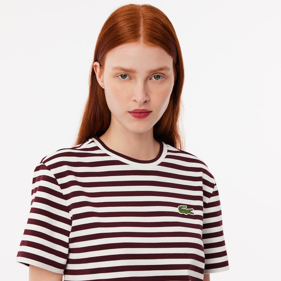 Women's Lacoste Loose Fit Striped Cotton Jersey T-Shirt image number 1