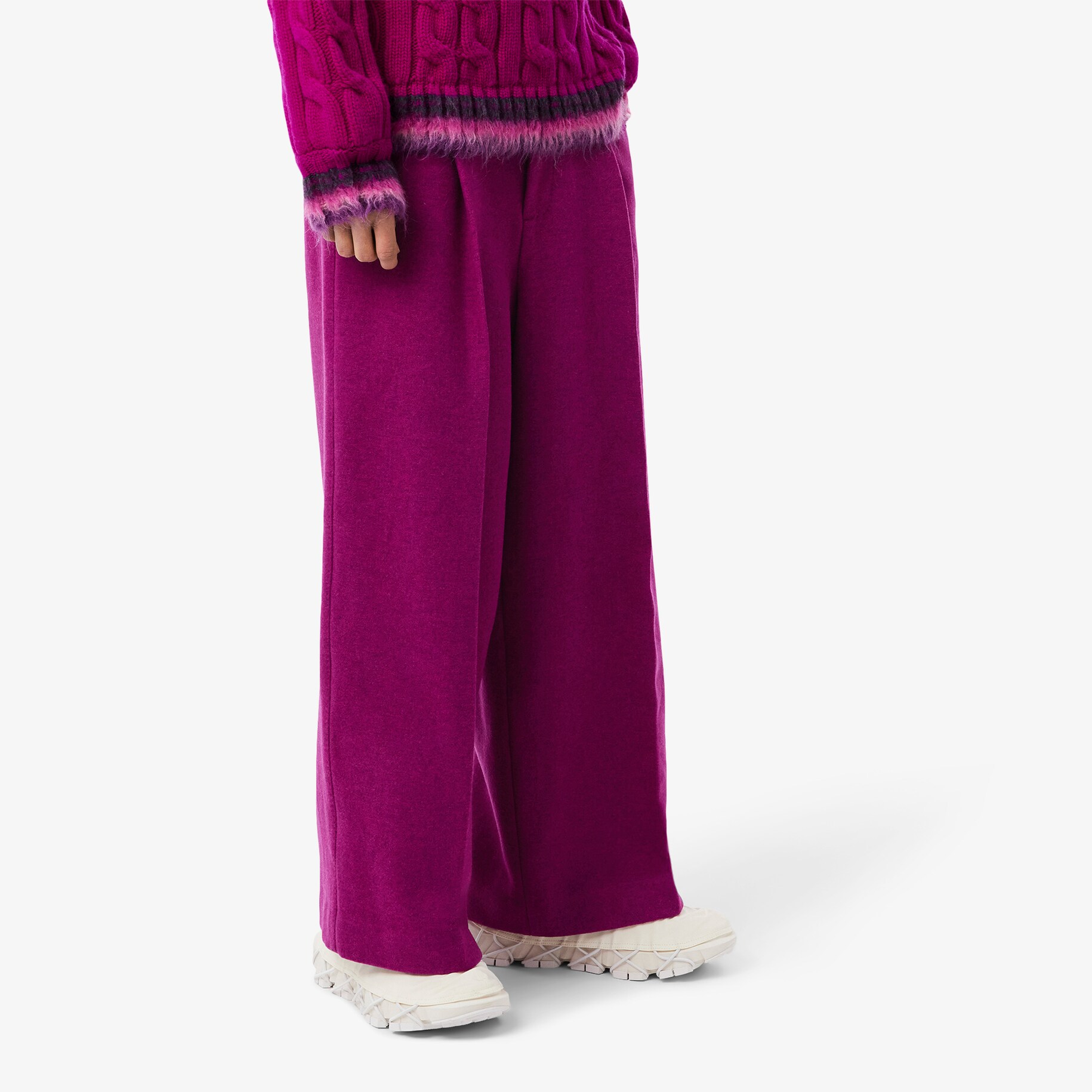 Runway Slub Wool Wide Fit Tailored Pants image number 1