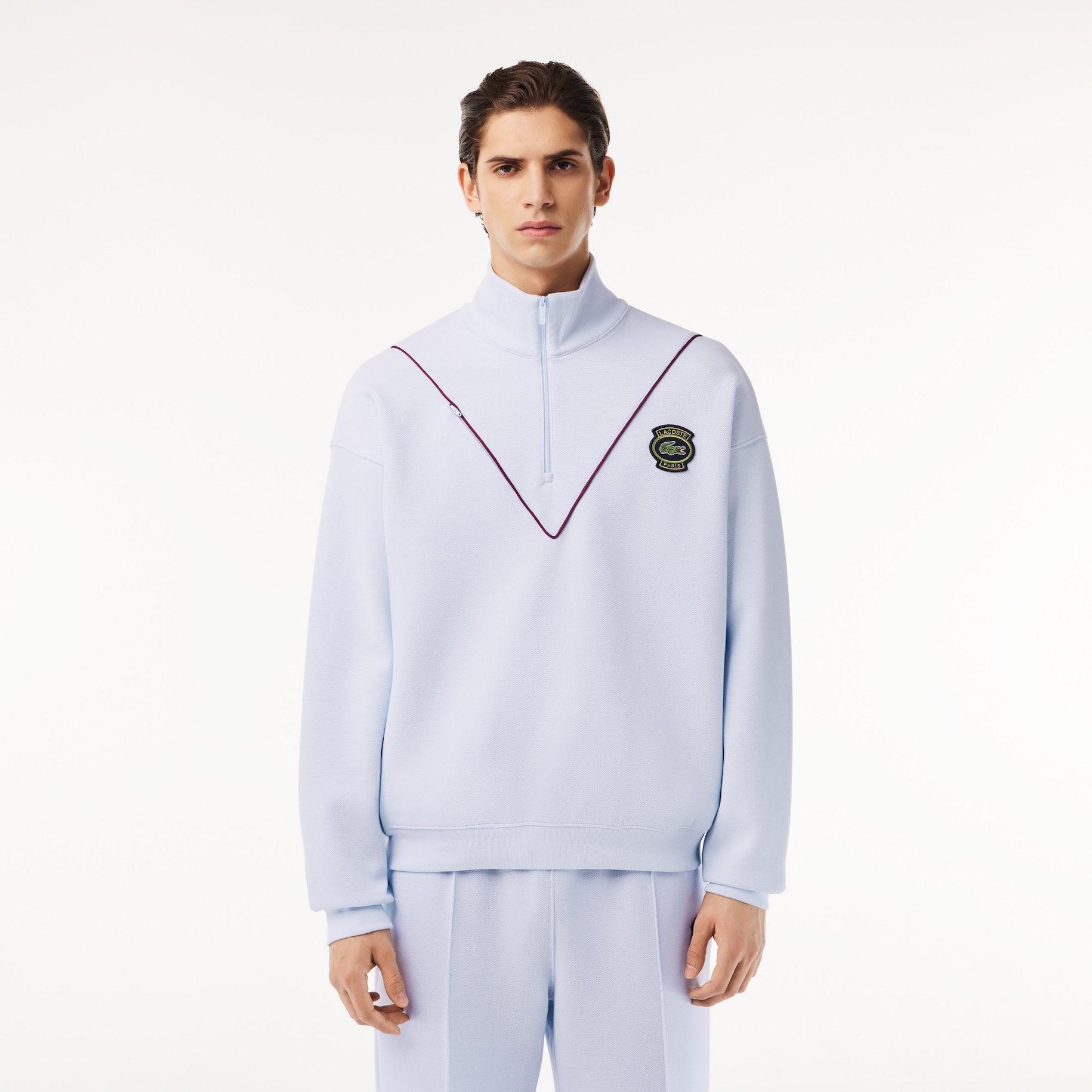 Loose Fit Zip Neck Piqué Sweatshirt image number 0