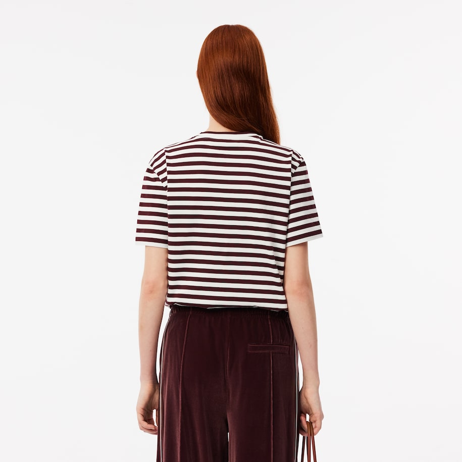 Women's Lacoste Loose Fit Striped Cotton Jersey T-Shirt image number 2