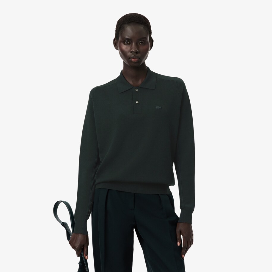 Runway Wool Blend Polo Collar Sweater image number 0