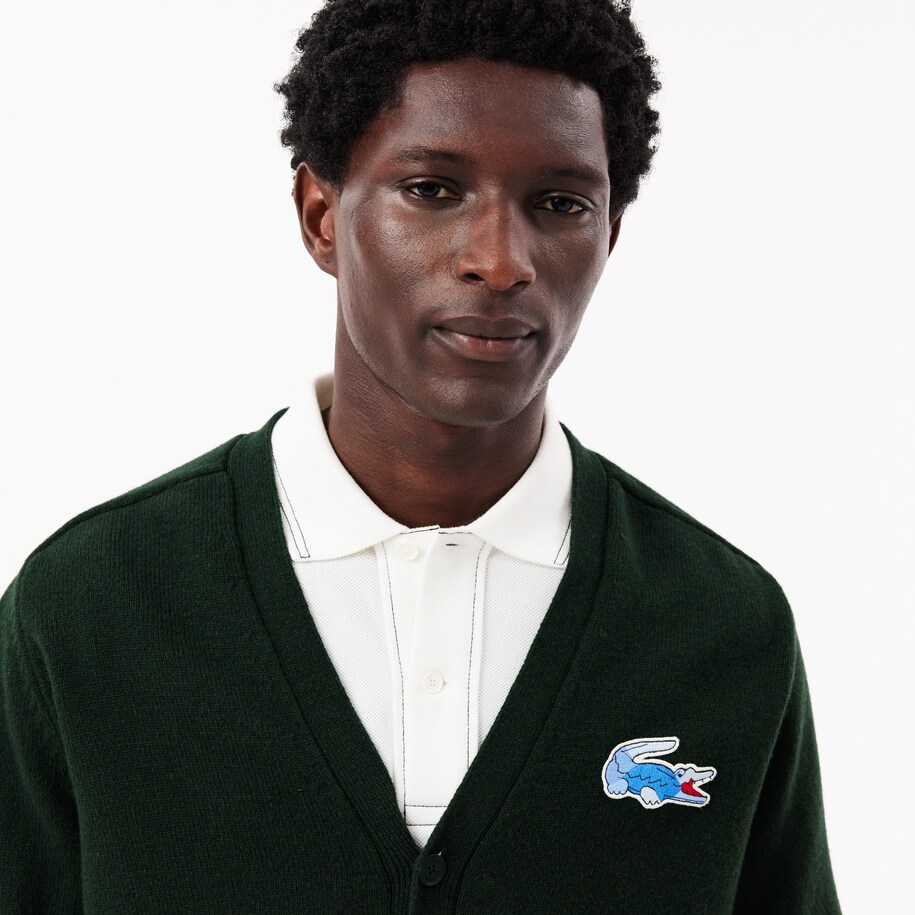 Monochrome Wool Crocodile Badge Cardigan image number 1