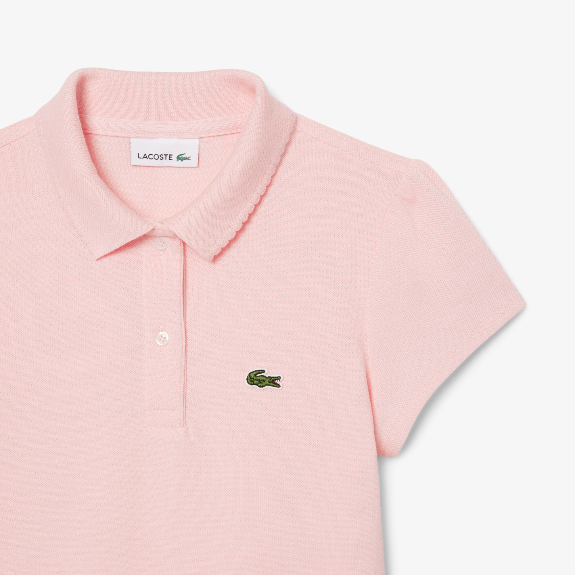 Girls' Lacoste Scalloped Collar Mini Piqué Polo Shirt image number 5