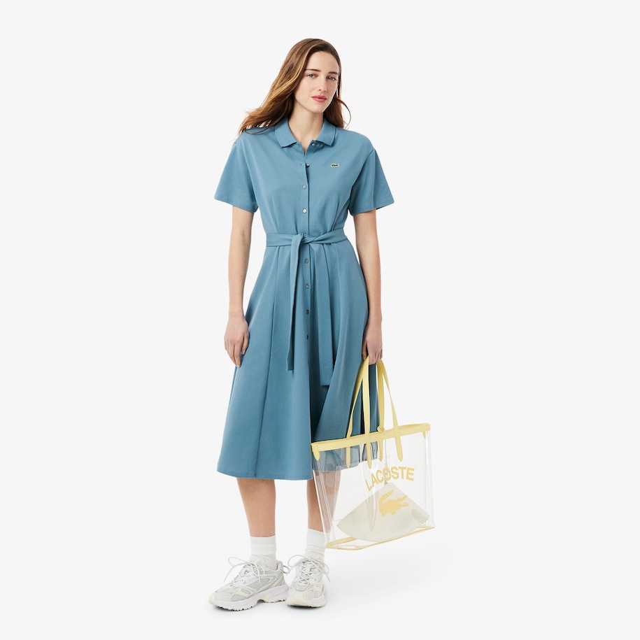 Flared Mini-Piqu&eacute; Polo Dress image number 0