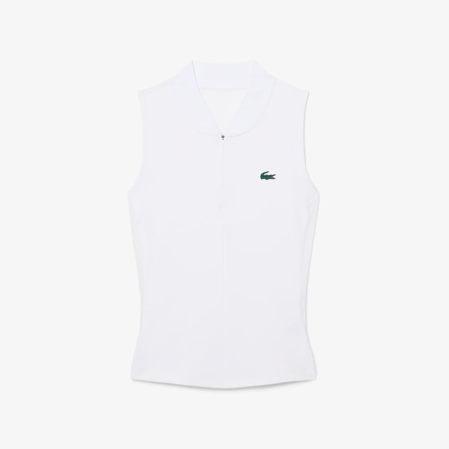 Sleeveless Stretch Dual Fabric Tennis Polo Shirt image number 3