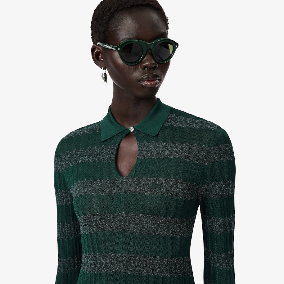 Runway Polo Collar Pointelle Maxi Dress image number 1