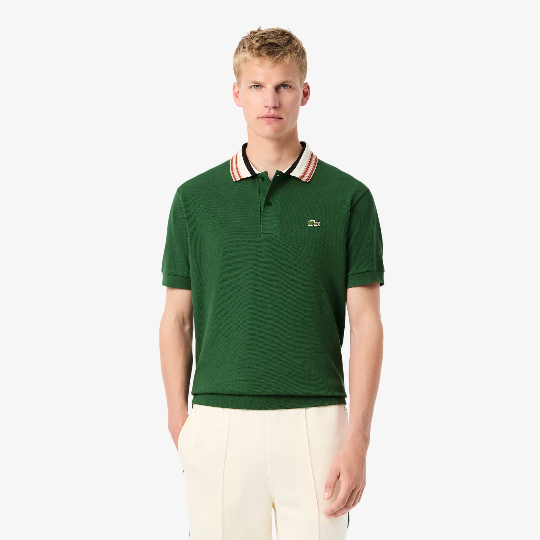 French Made Classic Fit Stripe Collar Polo Shirt image number 0