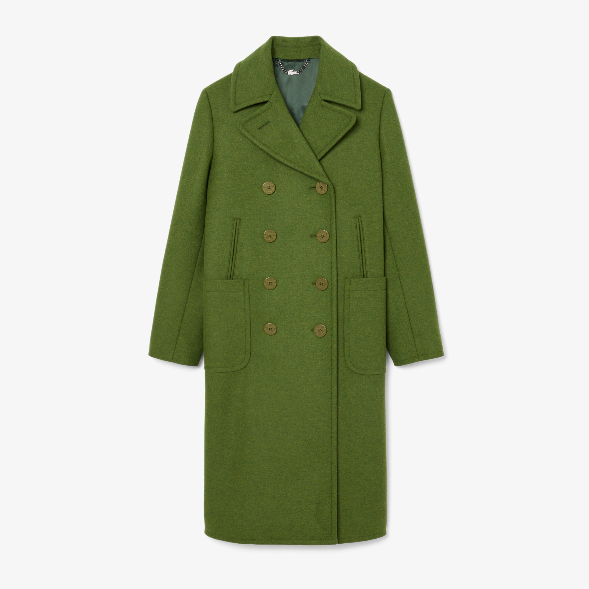 Runway Long Slub Wool Pea Coat image number 3