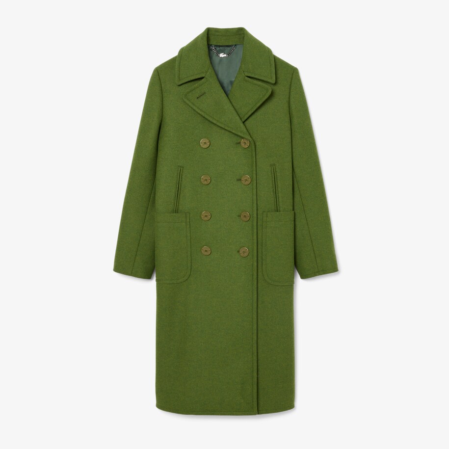 Runway Long Slub Wool Pea Coat image number 3