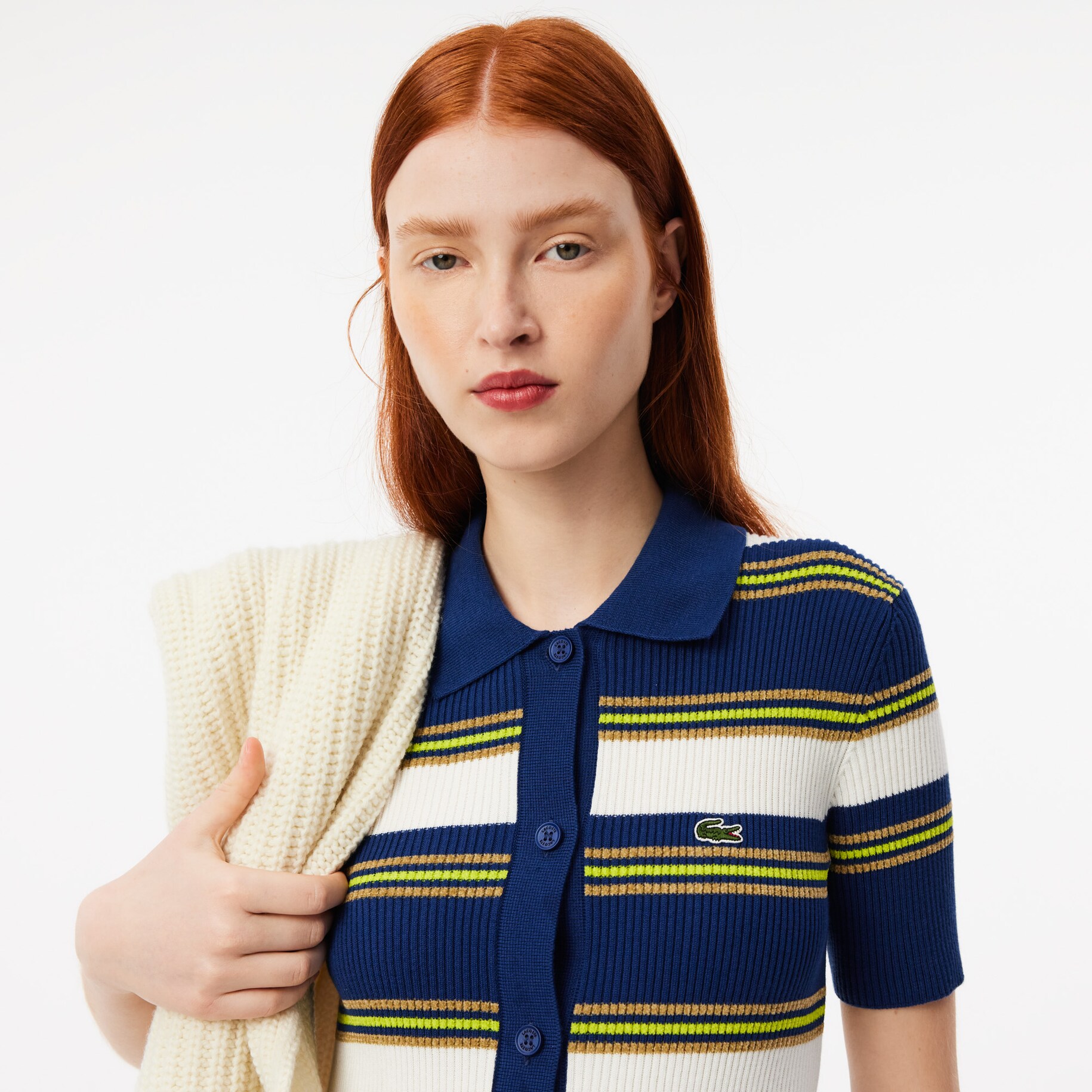 Striped Rib Knit Shirt Dress image number 1