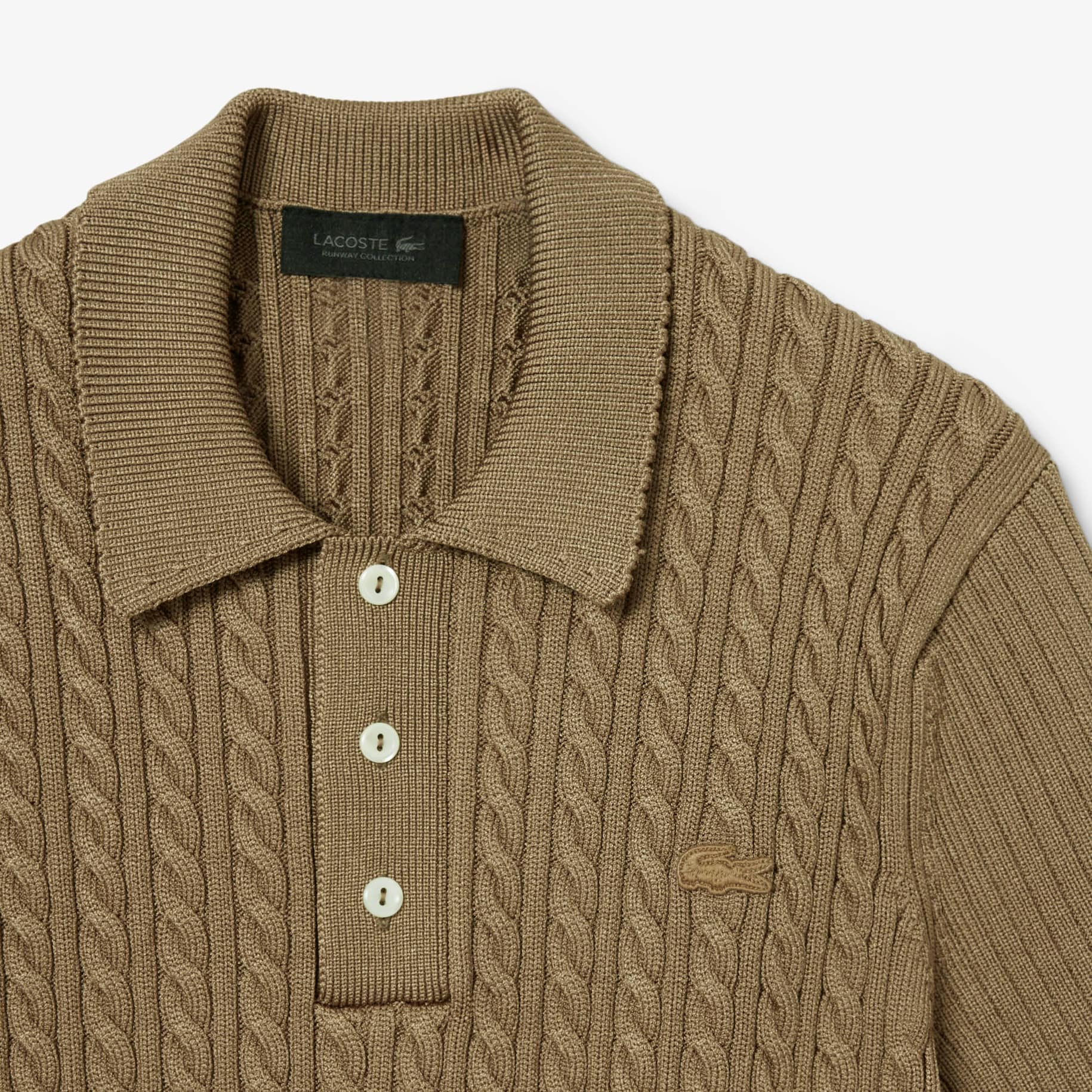 Runway Cable Knit Polo Collar Sweater image number 5