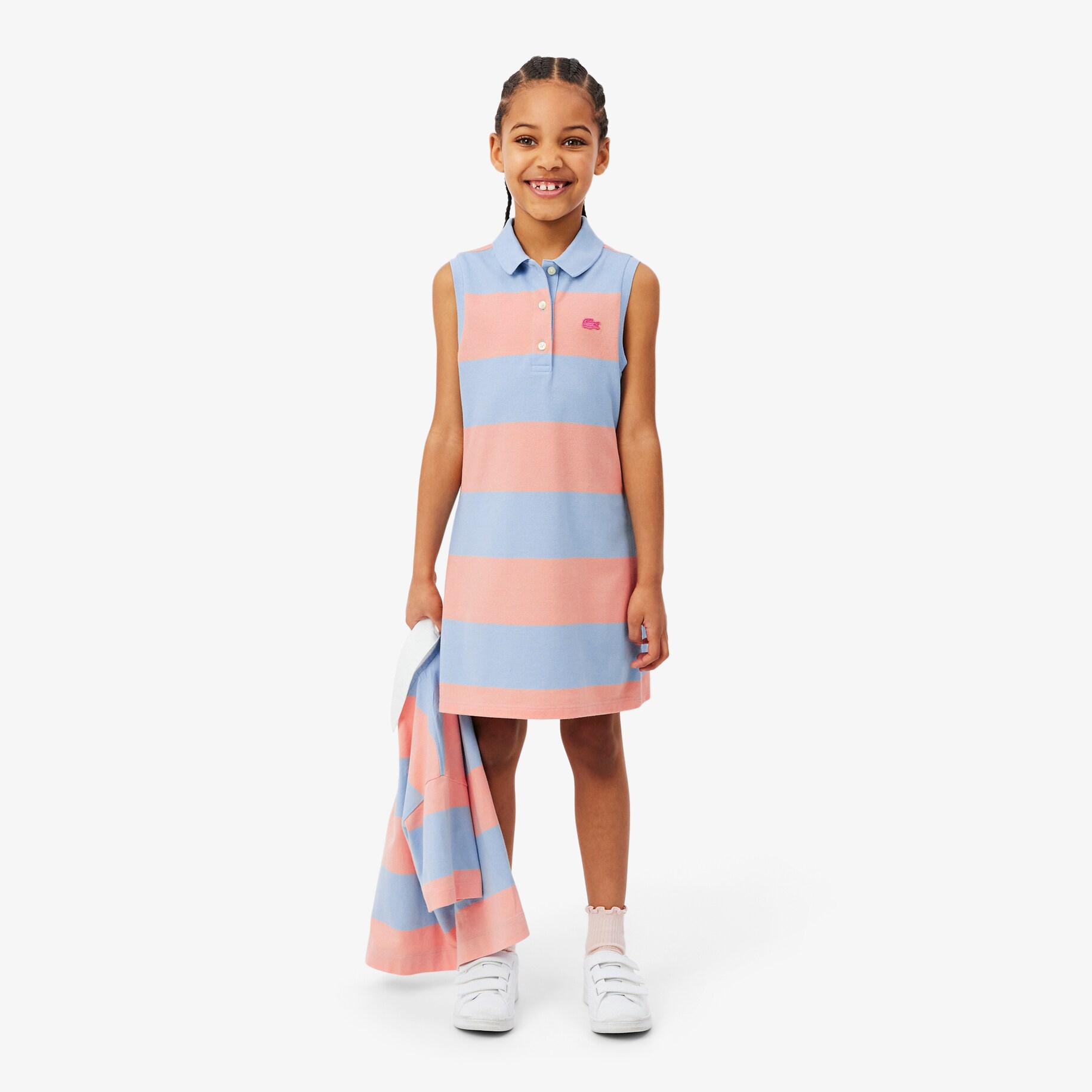 Sleeveless Striped Petit Piqu&eacute; Polo Dress image number 0