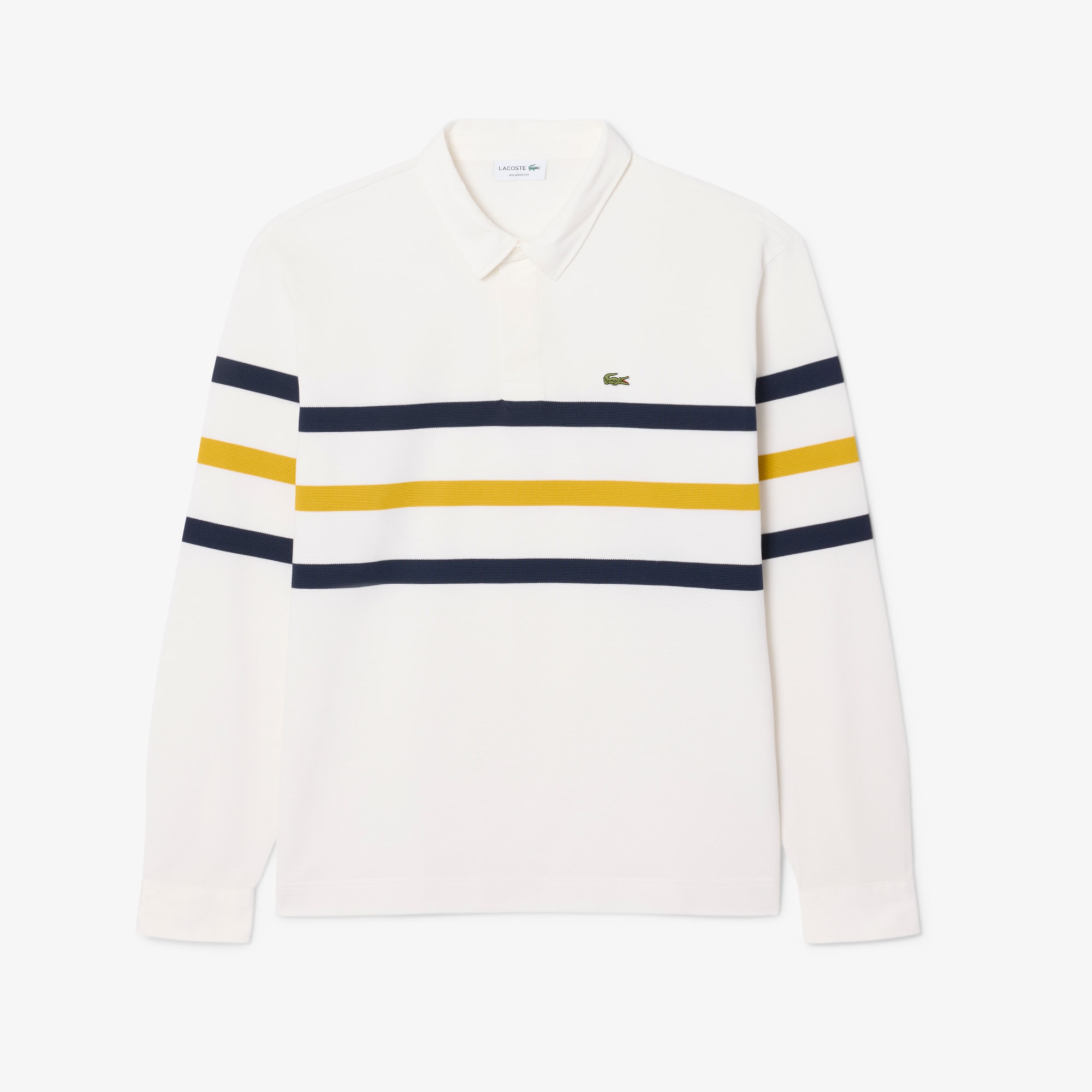 Relaxed Fit Striped Piqu&eacute; Rugby Polo Shirt image number 3